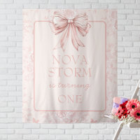 Coquette Bow Rose Whimsy Toile Affiche de bienvenu