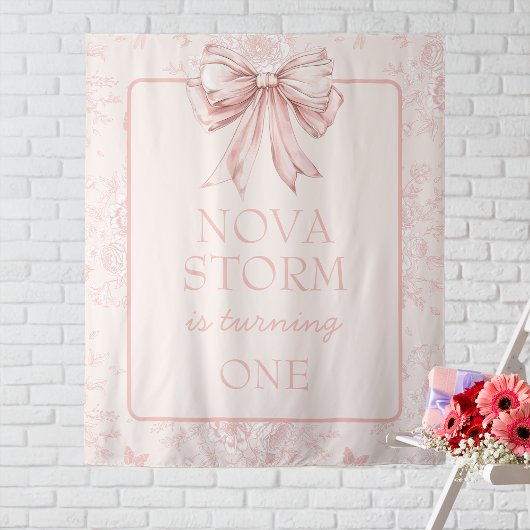 Tenture Coquette Bow Rose Whimsy Toile Affiche de bienvenu