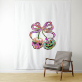 Tenture Coquette Citrouille cerises Halloween (En situation)