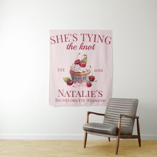 Tenture Coquette Esthétique Pink Bow Cerise Gâteau Fancy G (En situation)