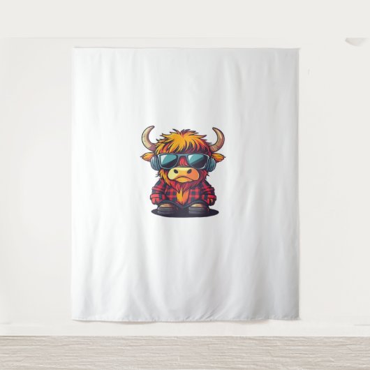 Tenture Coquette Highland Cow Bubblegum Tshirt Design, Hol (Devant)