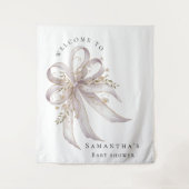 Tenture Coquette purple bow baby shower Backdrop (Devant)