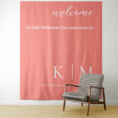 Tenture Corail rose et Mariage blanc (En situation)