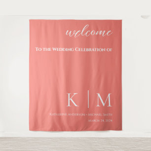Tenture Corail rose et Mariage blanc