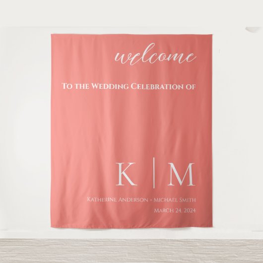 Tenture Corail rose et Mariage blanc (Devant)