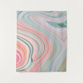 Tenture corail rose vif menthe vert arc-en-ciel tourbillon (Devant)