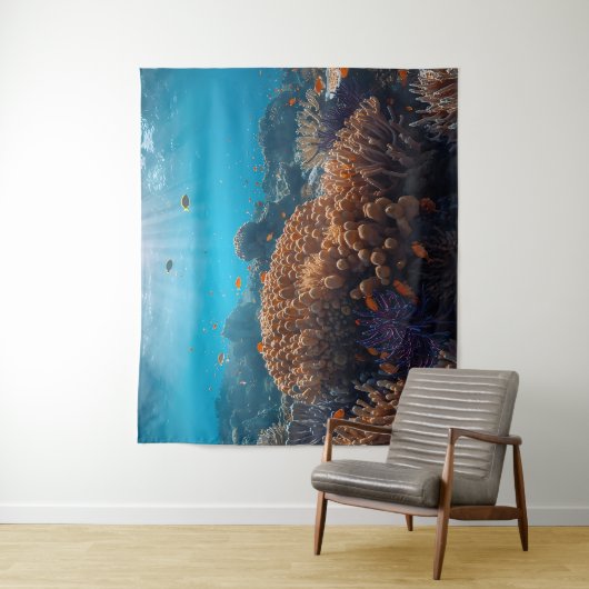 Tenture Coral Reef Ocean Tapestry (En situation)