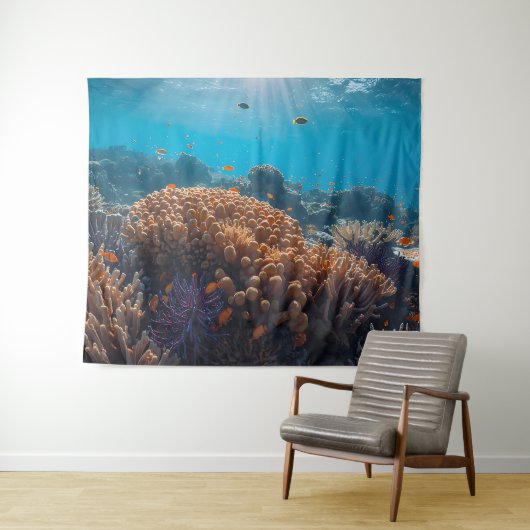 Tenture Coral Reef Ocean Tapestry (En situation (horizontale))