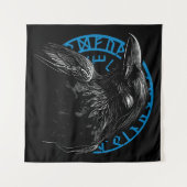 Tenture Corbeau avec Runes Norse - Art Sombre (Devant (Horizontal))
