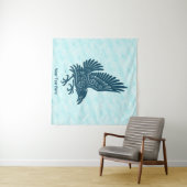 Tenture Corbeau bleu dansant (En situation (horizontale))