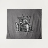 Tenture Corbeaux d'Odin sur Trône de Pierre Mythologie Vik (Devant (Horizontal))