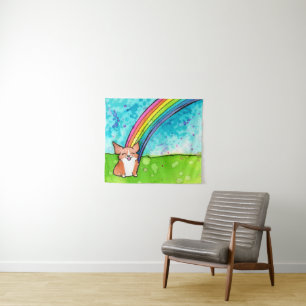 Tenture Corgi À La Fin De L'Arc En Ciel