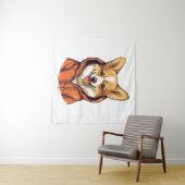 Tenture Corgi drôle portant un sweat à capuche (En situation (horizontale))