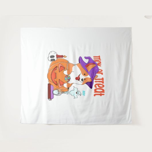 Tenture Corgi Halloween (Devant (Horizontal))