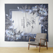 Tenture Cortège de mariage bleu marine floral gris argenté (En situation (horizontale))