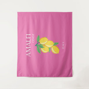 Tenture Côte amalfitaine, Italie, Art Voyage, Rose, Preppy