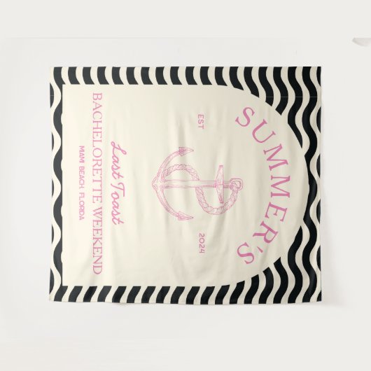 Tenture Côtière moderne Tropical rose rétro Bachelorette (Devant (Horizontal))