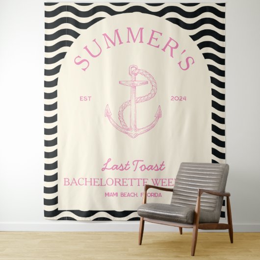 Tenture Côtière moderne Tropical rose rétro Bachelorette (En situation)