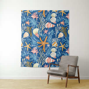 Tenture Côtière rustique - Coquillages, Starfish, Reef (26