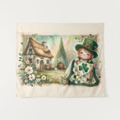 Tenture Cottage Leprechaun Patchwork Quilt Scene (Devant (Horizontal))