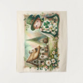 Tenture Cottage Leprechaun Patchwork Quilt Scene (Devant)