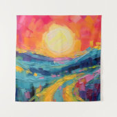 Tenture Coucher de soleil Abstrait sur le terrain (Devant)