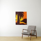 Tenture Coucher de soleil avec grand palmier sur la plage (En situation)