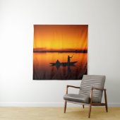 Tenture Coucher de soleil, bateau d'aviron Silhouette-1649 (En situation)