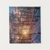 Tenture Coucher de soleil dans la pinède enneigée avec ray (Devant)