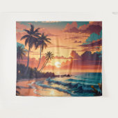 Tenture Coucher de soleil de plage tropicale large (Devant (Horizontal))