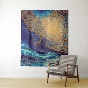 Tenture Coucher de soleil des vagues Abstraites