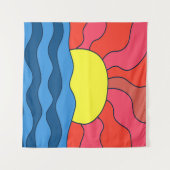 Tenture Coucher de soleil et vagues (Devant (Horizontal))