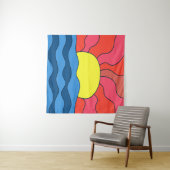 Tenture Coucher de soleil et vagues (En situation (horizontale))