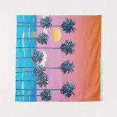 Tenture Coucher de soleil tropical : Illustration de plage (Devant (Horizontal))