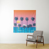 Tenture Coucher de soleil tropical : Illustration de plage (En situation)