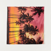 Tenture Coucher de soleil tropical : Silhouette de palme s (Devant (Horizontal))