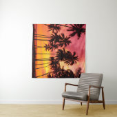 Tenture Coucher de soleil tropical : Silhouette de palme s (En situation (horizontale))