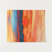 Tenture Coucher de soleil vif sur l'océan dans l'orange vi (Devant (Horizontal))
