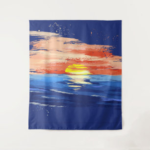 Tenture Coucher de soleil vintage Fond de photo bleu jau