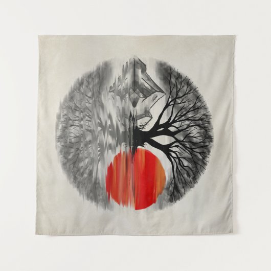 Tenture Coucher de soleil Zen Enso (Devant (Horizontal))