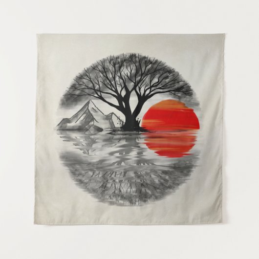 Tenture Coucher de soleil Zen Enso (Devant)