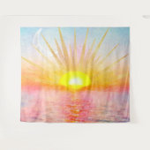 Tenture Coucher d'or Soleil Mandala Aquarelle Mer (Devant (Horizontal))