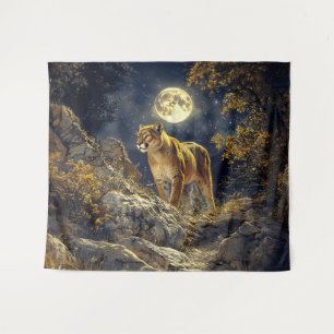 Tenture Cougar in the Moonlight Wildlife Art