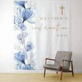 Tenture Couleur bleu bleu foncé Confirmation Florale Fond  (En situation)