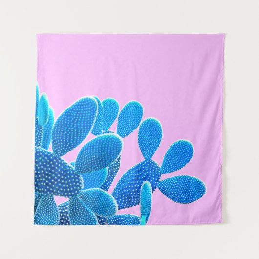 Tenture Couleur bleu cactus sur arrière - plan rose. Mode, (Devant)