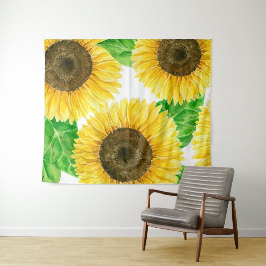 Tenture Couleur d'eau des fleurs de soleil (En situation (horizontale))