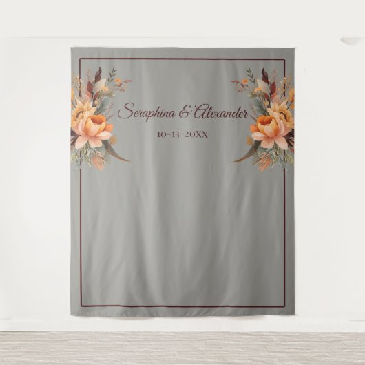 Tenture Couleur d'eau Rustique Floral Mariage fond (Devant)