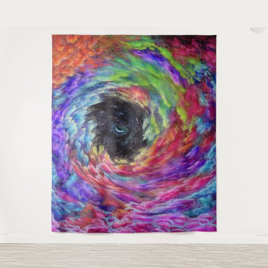Tenture Couleur Dream Cloud Swirl sur Noir (Devant)