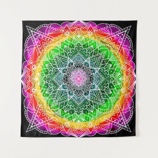 Tenture Couleur éclater Rainbow Prism Mandala (Devant (Horizontal))