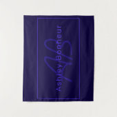 Tenture Couleurs Deep Purple Modernes | Nom et Monogramme (Devant)